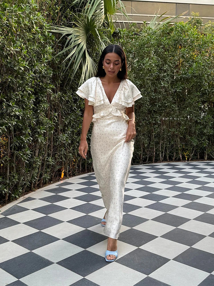 Sweet Floral Ruffle Hem Dress