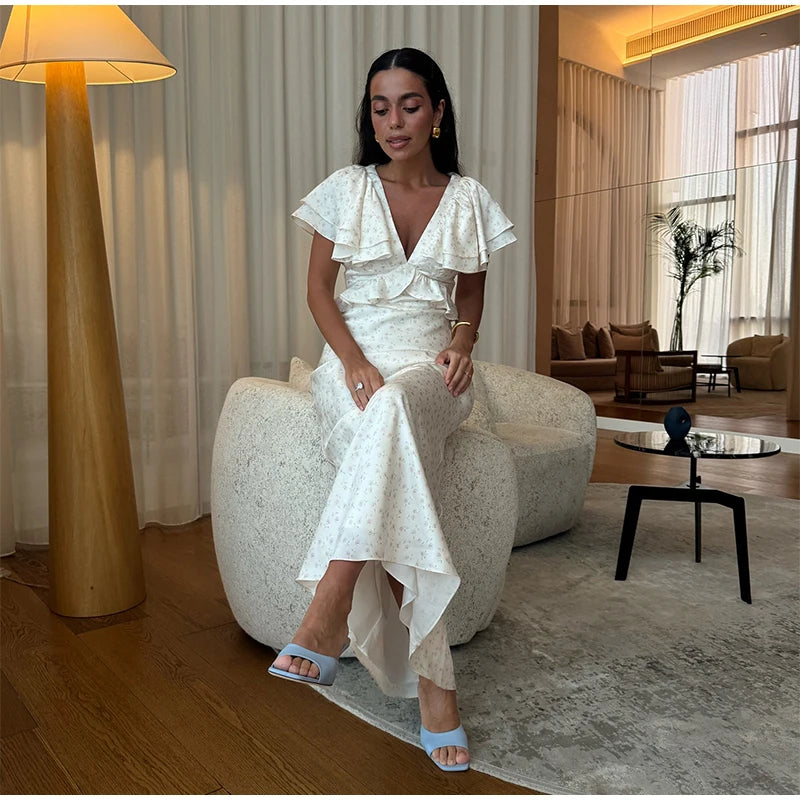 Sweet Floral Ruffle Hem Dress